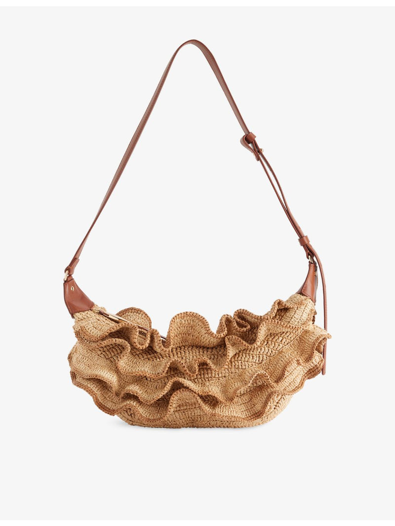 Zimmermann Goldentime raffia shoulder bag, imported from the UK