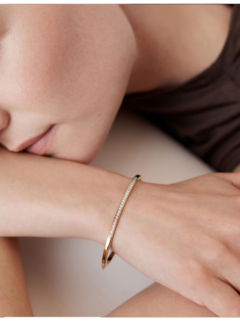 Monica Vinader gold vermeil lab-grown diamond bangle (British brand)