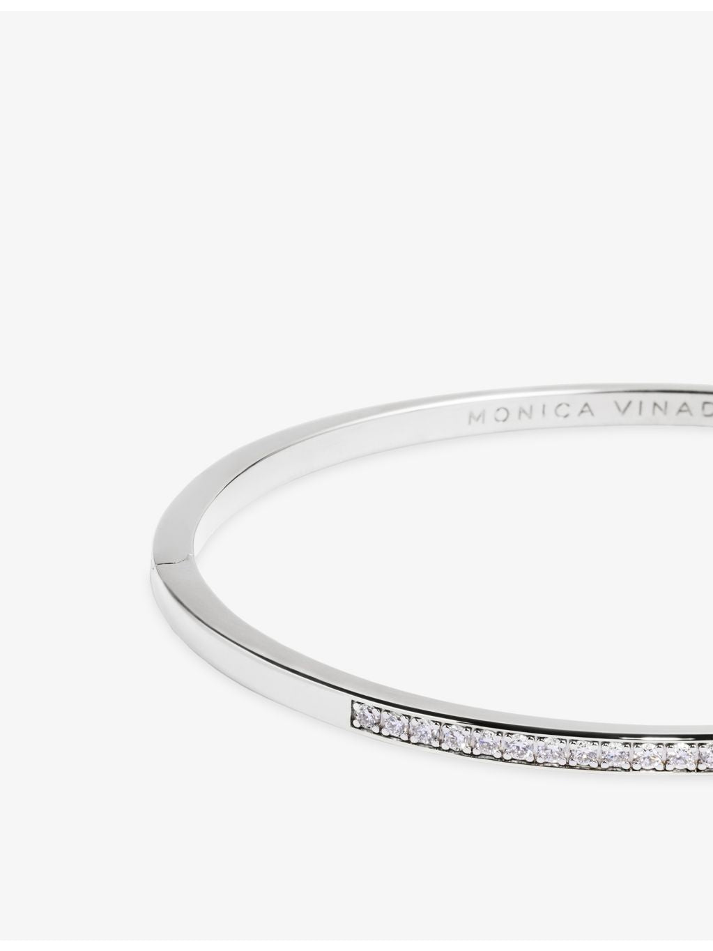 Monica Vinader sterling silver bangle with lab-grown diamond (British brand)