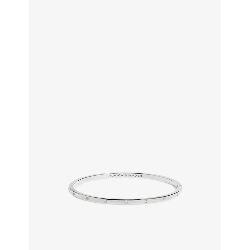 Essential Station Bangle Sterling Silver and Lab-Grown Diamond Bangle - S
