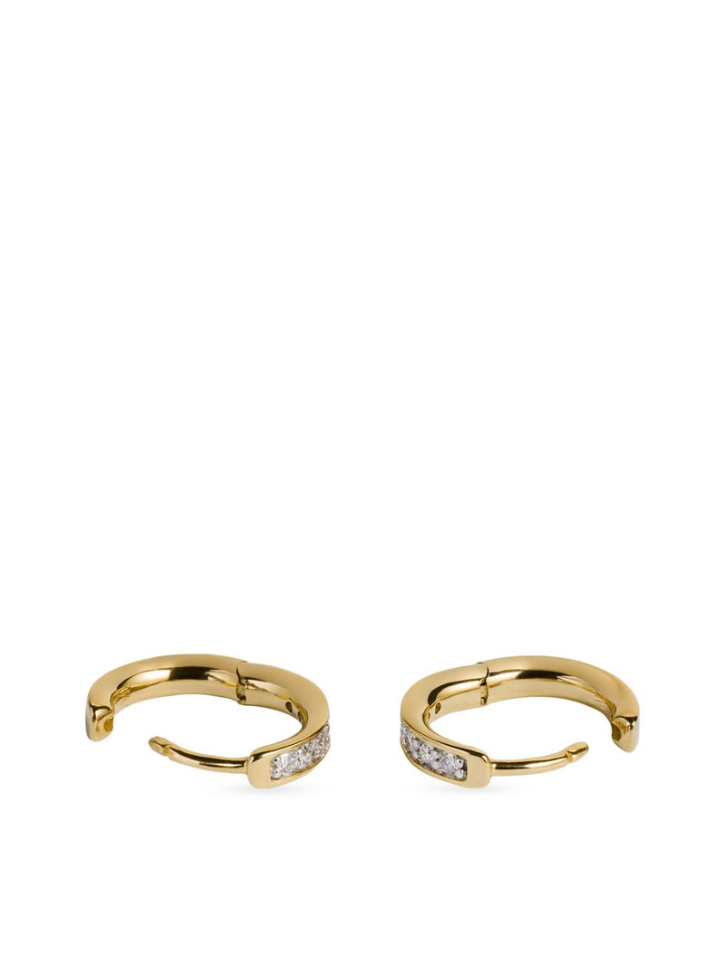 Monica Vinader vermeil huggie earrings with lab-grown diamonds, imported from the UK