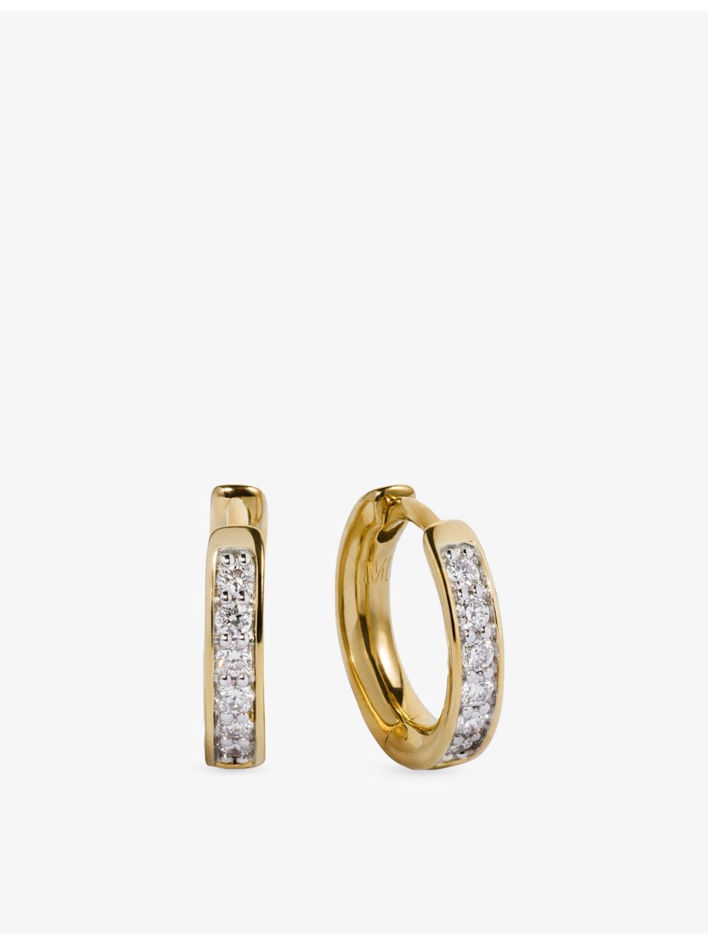 Monica Vinader vermeil huggie earrings with lab-grown diamonds, imported from the UK