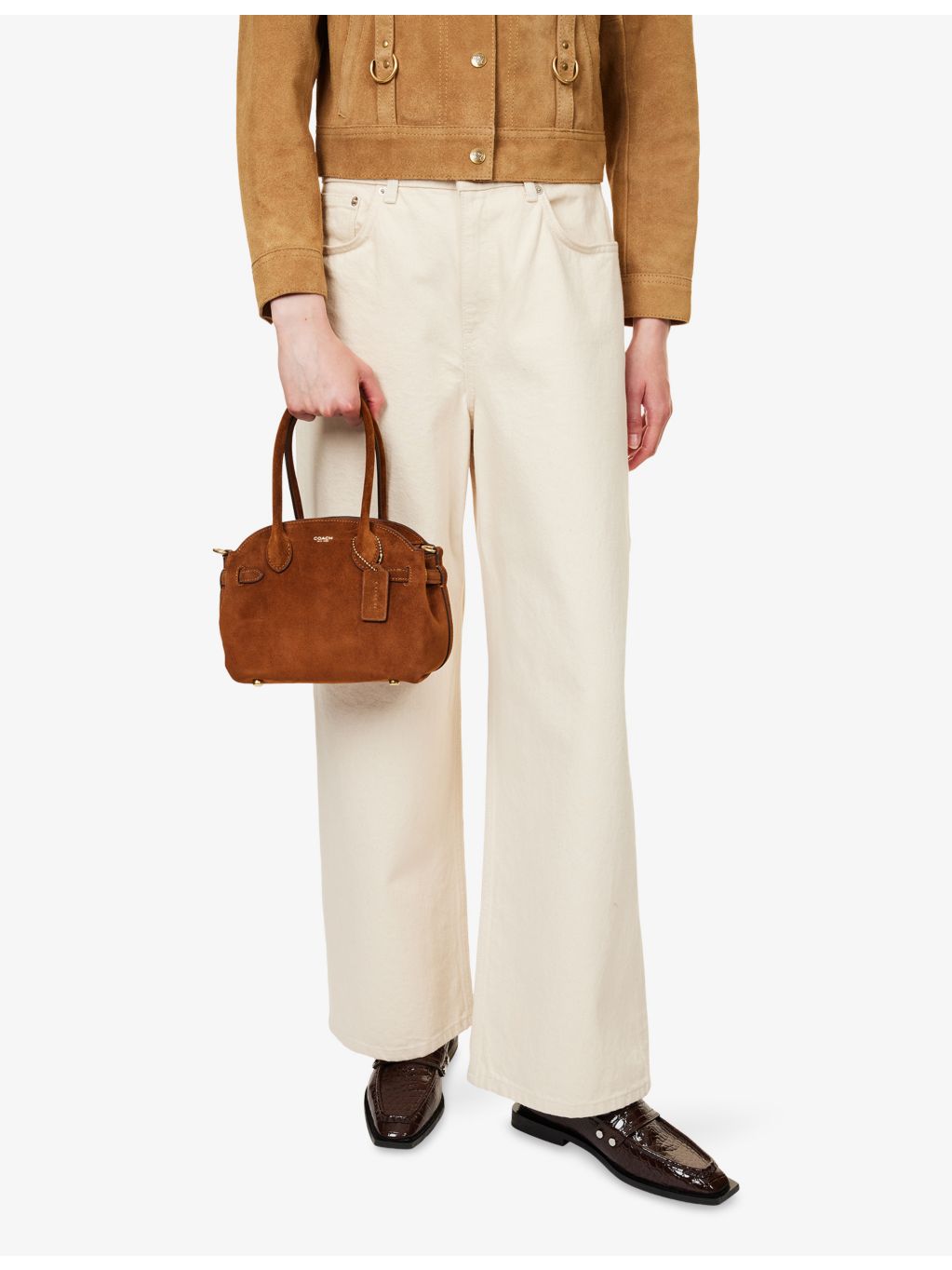 Coach Empire foil-print leather shoulder bag, imported from the UK