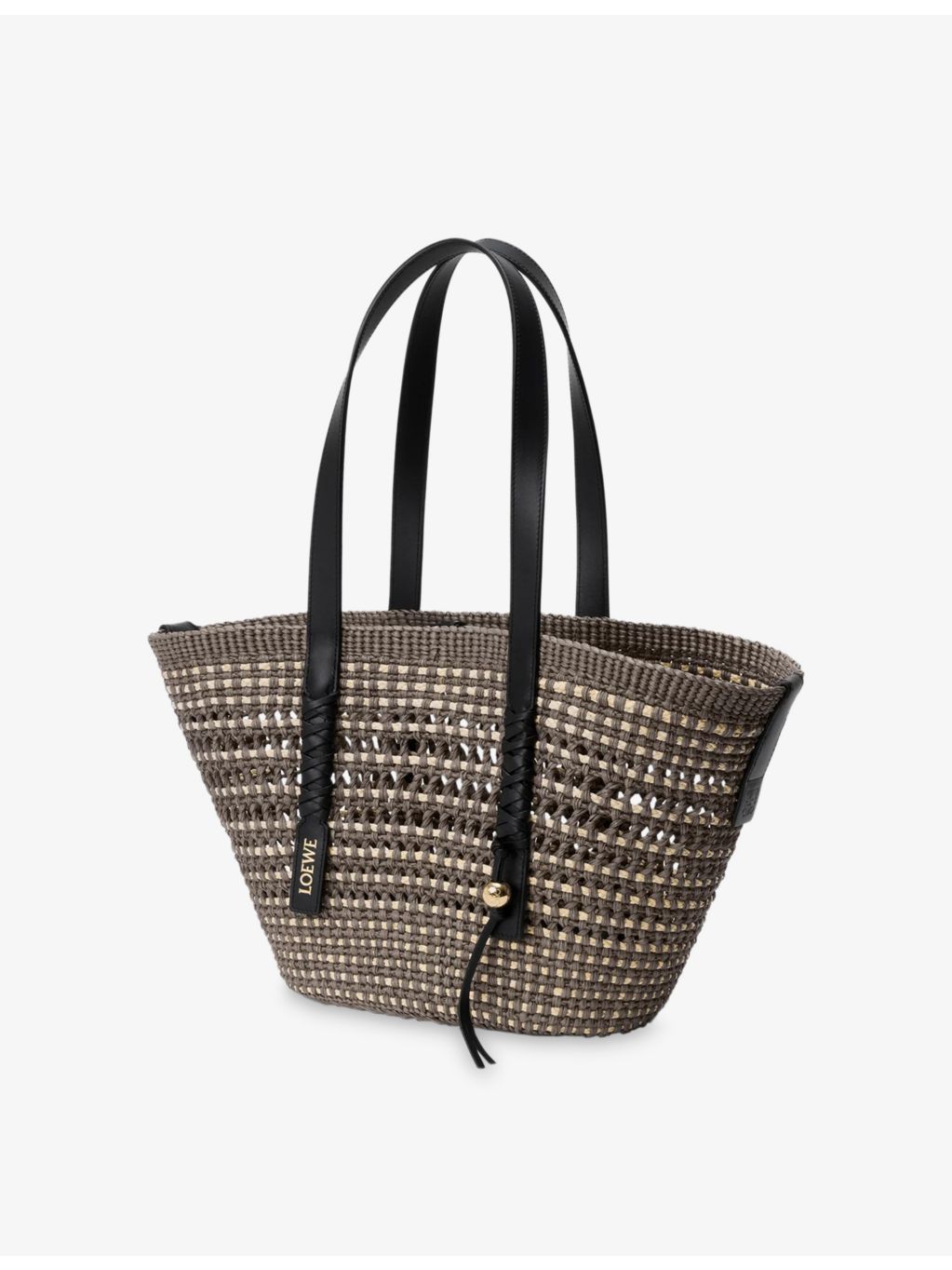 Loewe medium woven basket bag with leather trims, UK version