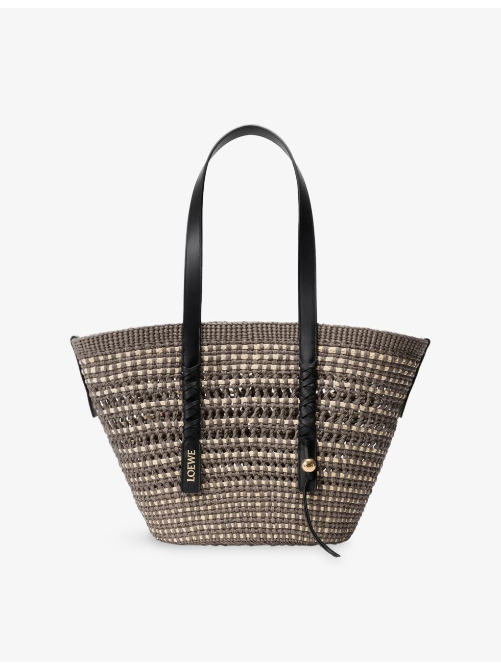 Loewe medium woven basket bag with leather trims, UK version