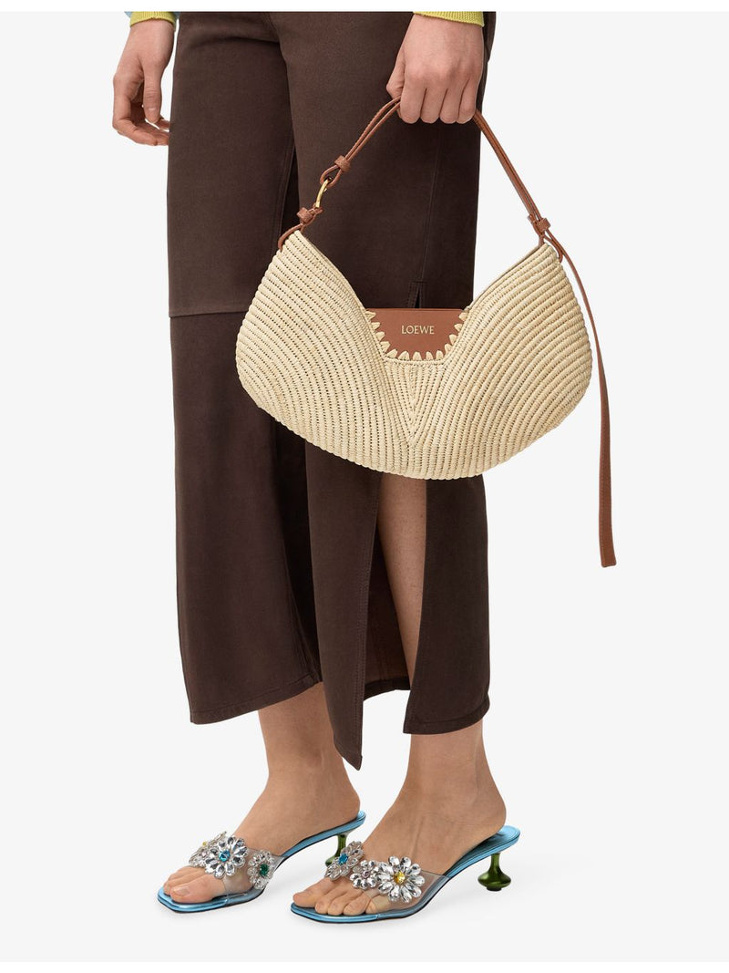 Loewe medium Swing raffia and leather top-handle bag, UK version