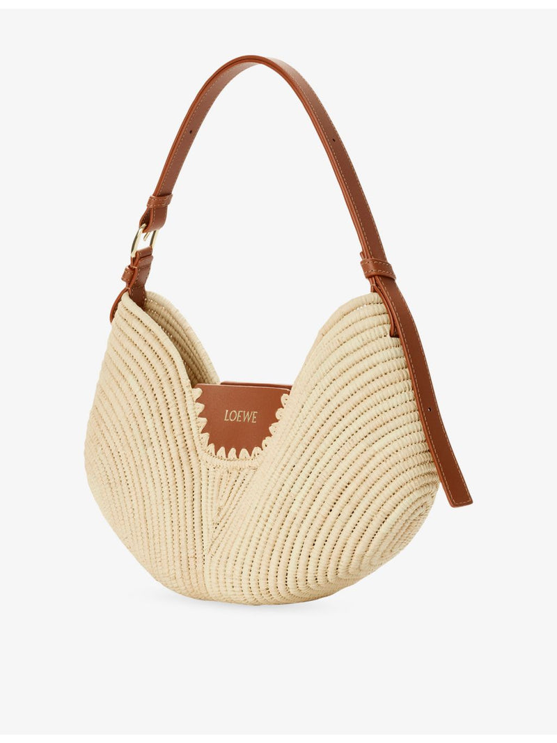 Loewe medium Swing raffia and leather top-handle bag, UK version