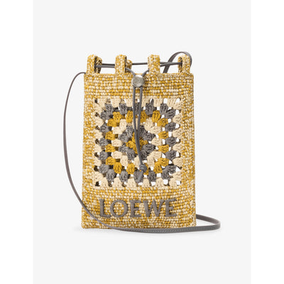 selfridges Loewe x Paula's Ibiza Crochet Raffia Drawstring Cross-Body Bag- Buy online at McGrocer