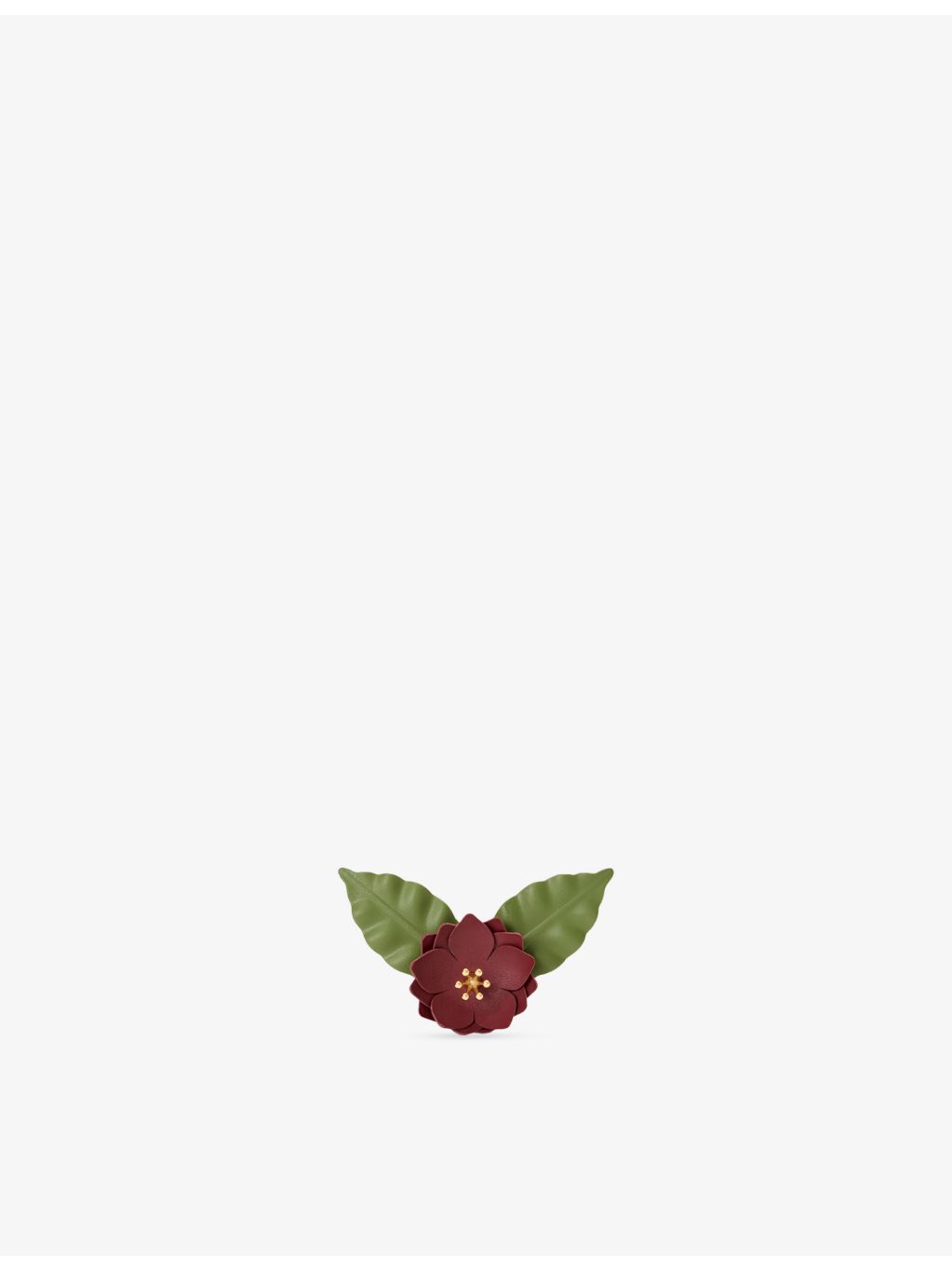 Loewe leather flower pistil pin with brass hardware, imported from the UK