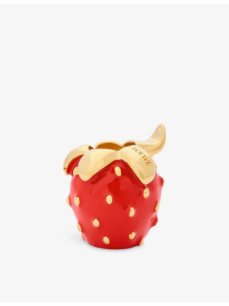 Loewe brass dice with strawberry design 2cm wide (British brand)