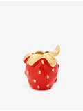 Loewe brass dice with strawberry design 2cm wide (British brand)