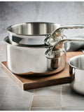 De Buyer 3-piece stainless steel saucepan set with lids, imported from the UK