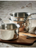 De Buyer 3-piece stainless steel saucepan set with lids, imported from the UK