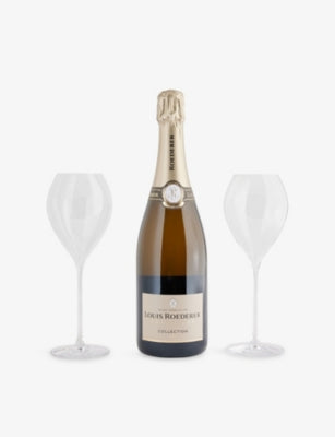 Louis Roederer 246 champagne gift set with glasses, imported from the UK