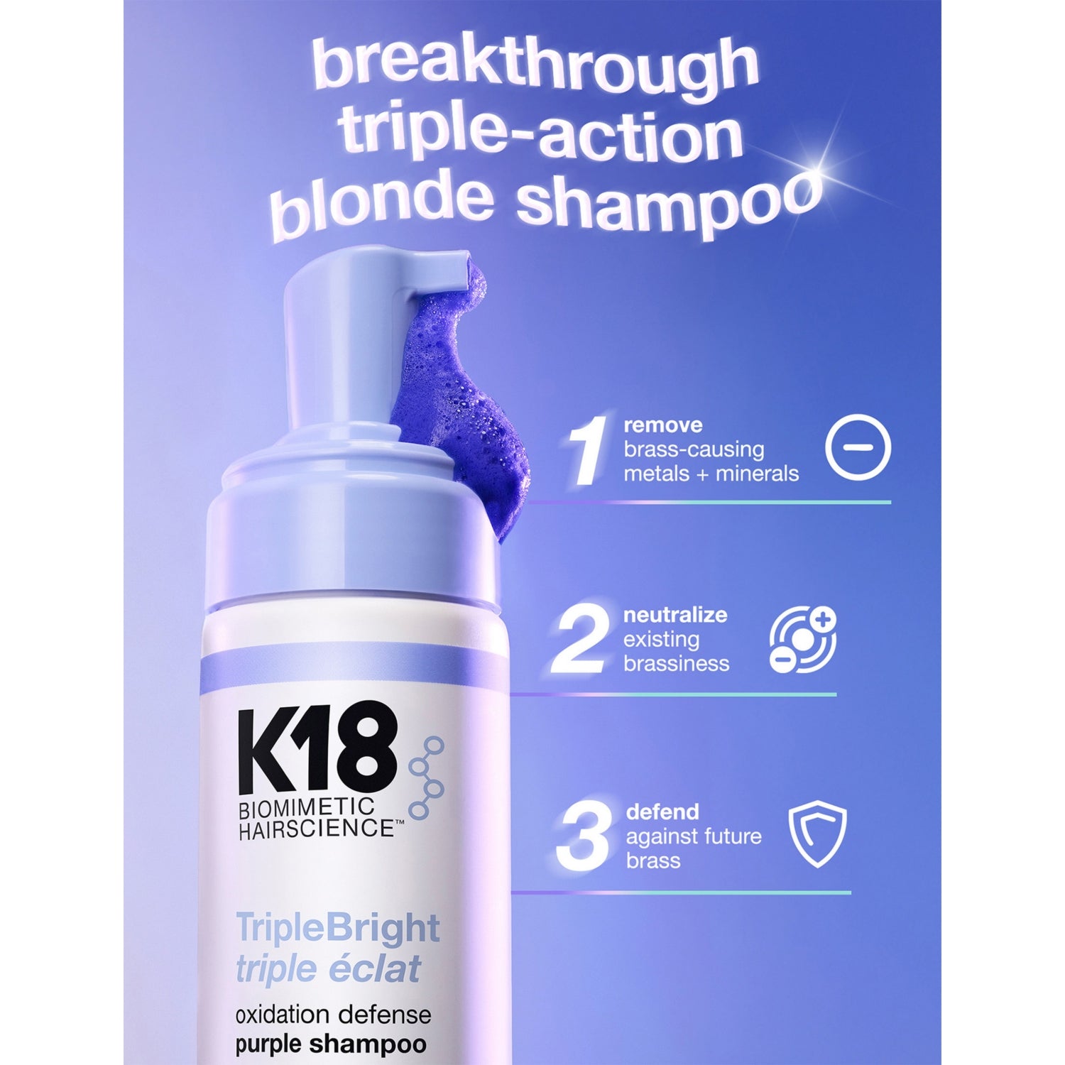 K18 TripleBright purple shampoo 125ml, imported from the UK