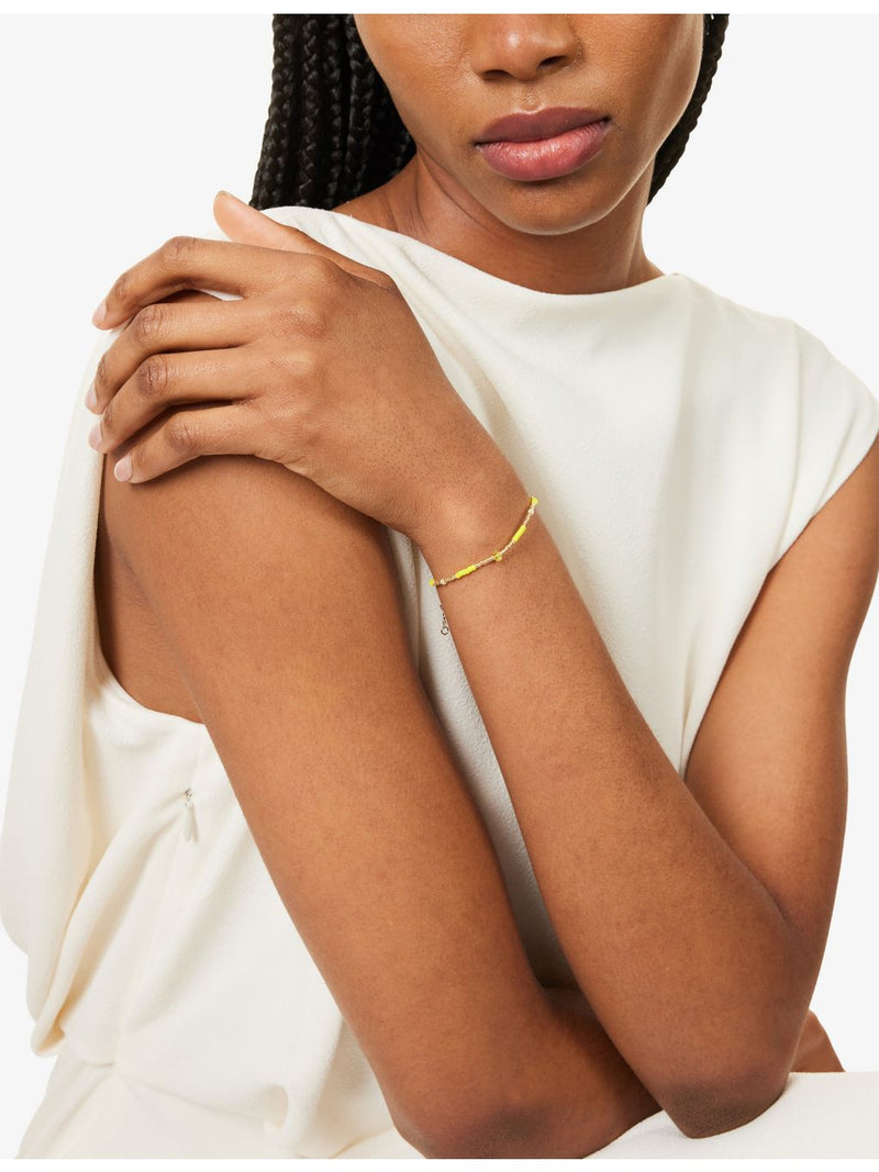 ANNI LU Clemence 18ct gold-plated jade glass bead bracelet - British product