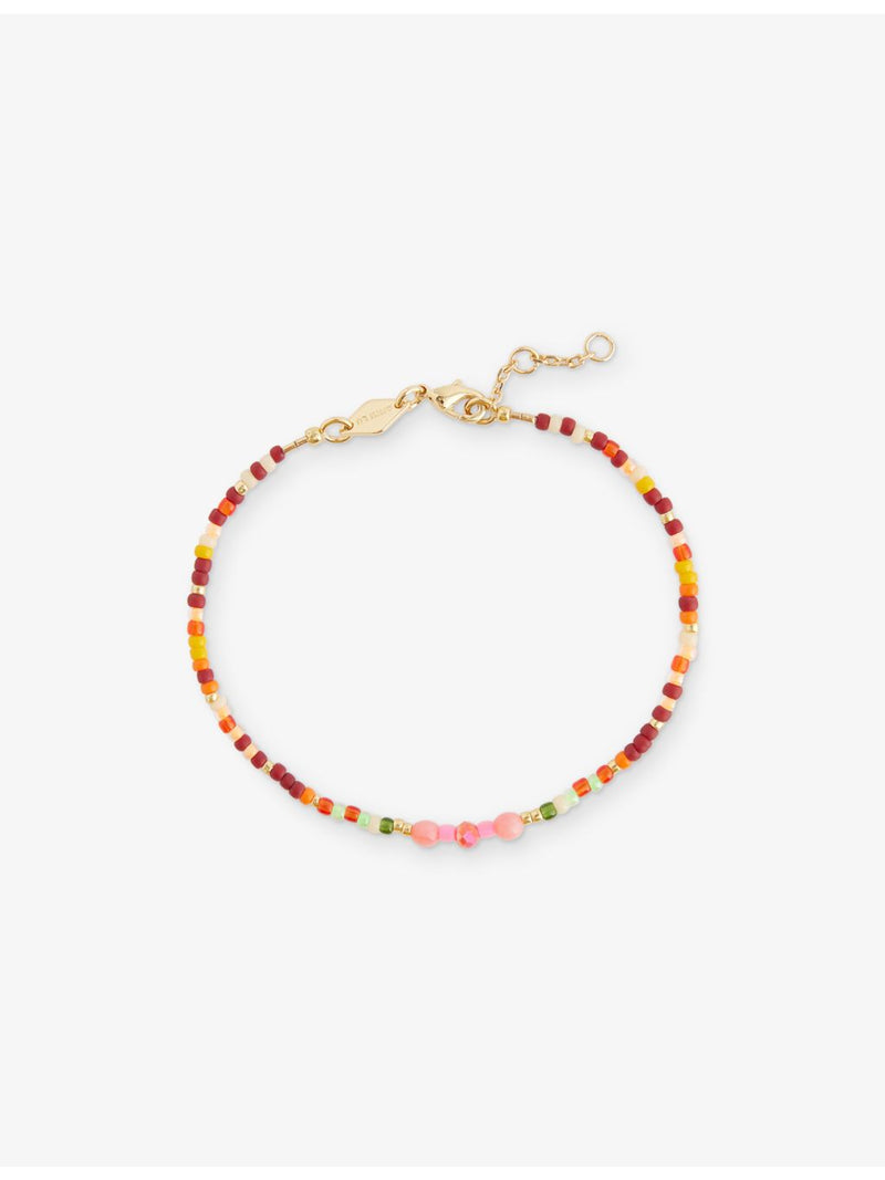 ANNI LU gold-plated brass sea bamboo glass bead bracelet 16.5-18.5cm, UK version