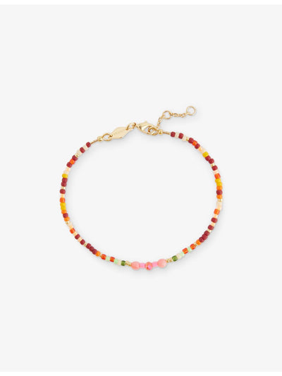 selfridges ANNI LU Giddy Up 18ct Gold-Plated Brass and Sea Bamboo Glass Bead Bracelet 16.5-18.5cm- Buy online at McGrocer
