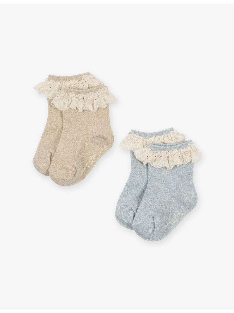 Konges Slojd frilled glitter ankle socks pack of 2 (British brand)