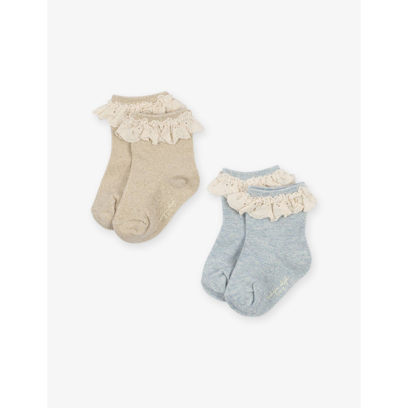 Pack of 2 Frilled Glitter Ankle Socks - 17-18 months