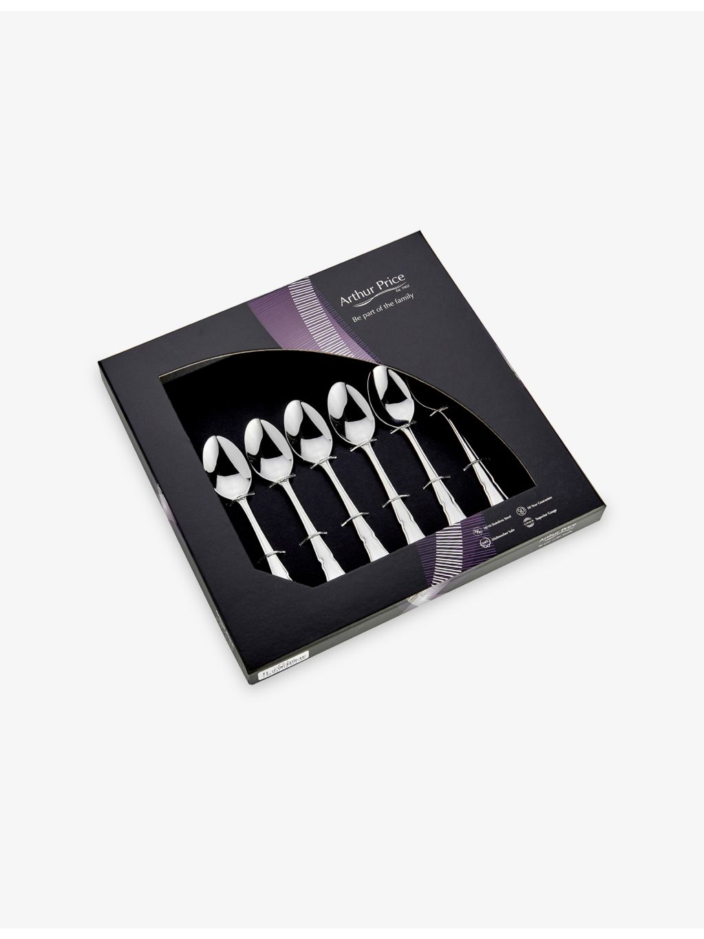 Arthur Price Dubarry 6-piece tea spoon set in stainless steel (British brand)