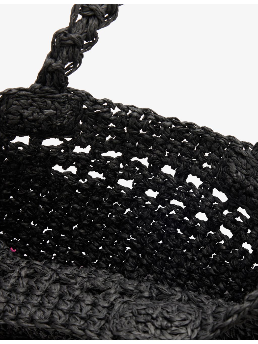 Damson Madder raffia bag with tulip motif, 20cm tall (British brand)