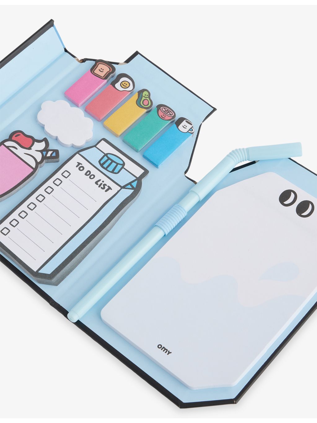 OMY milk carton notebook set with sticky notes and pen (British brand)