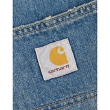Carhartt WIP paint-splatter denim tote bag, imported from the UK