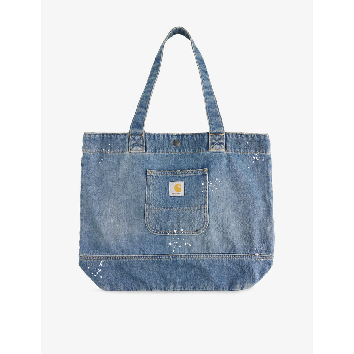 Logo-Patch Paint-Splatter Denim Tote Bag - BLACK