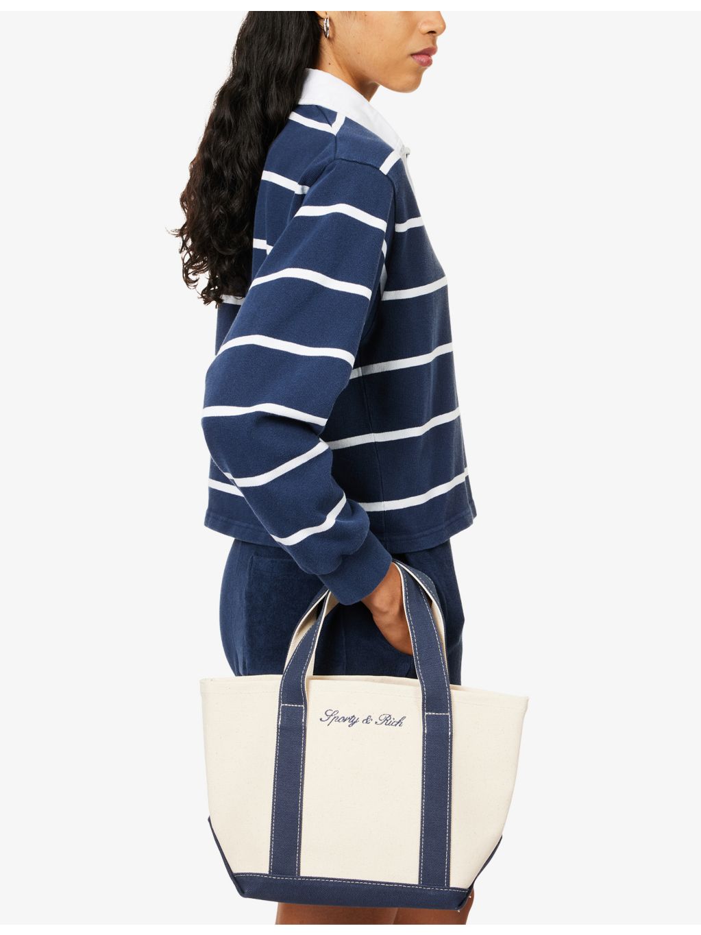 Sporty & Rich Serif Logo Mini canvas tote bag - British product