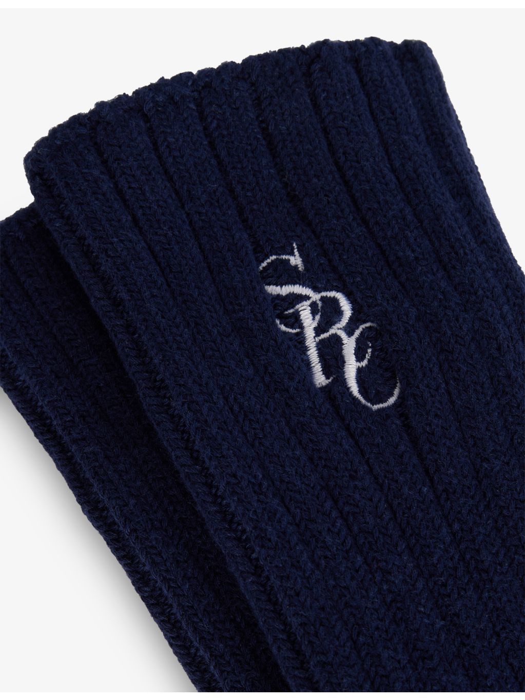Sporty & Rich logo-embroidered rib-knit socks, imported from the UK