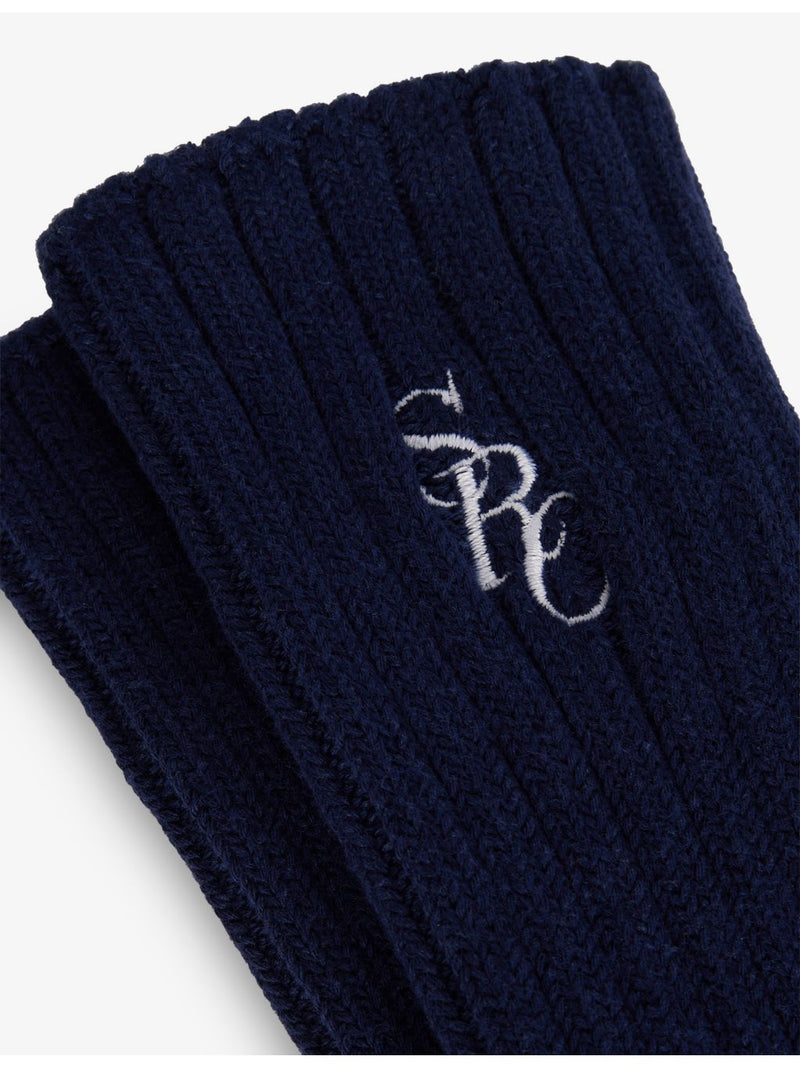 Sporty & Rich logo-embroidered rib-knit socks, imported from the UK