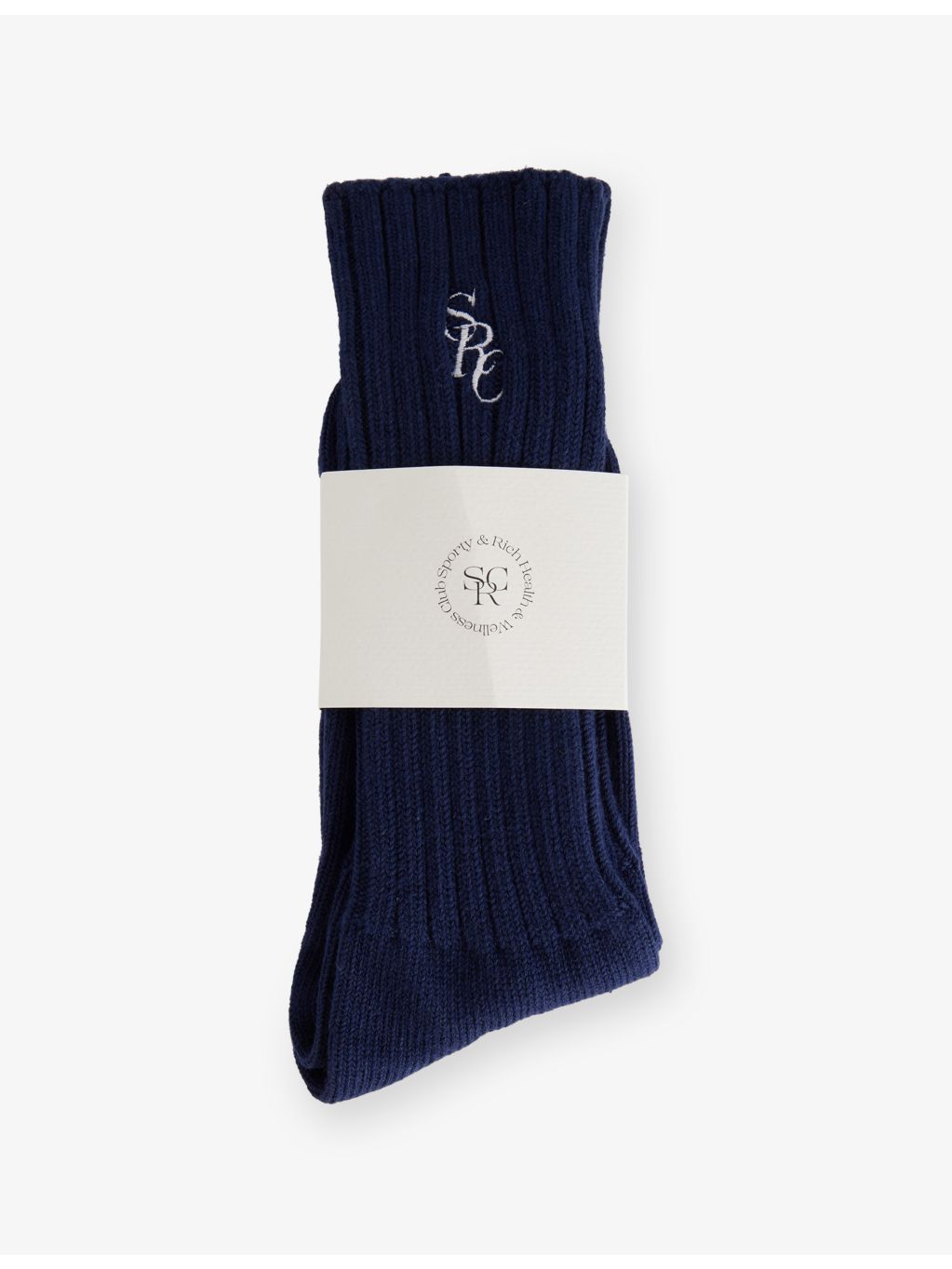 Sporty & Rich logo-embroidered rib-knit socks, imported from the UK