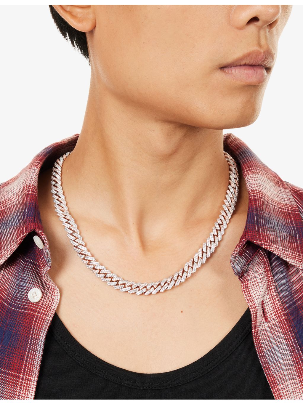 DARKAI rose gold plated sterling silver pavé necklace (British brand)