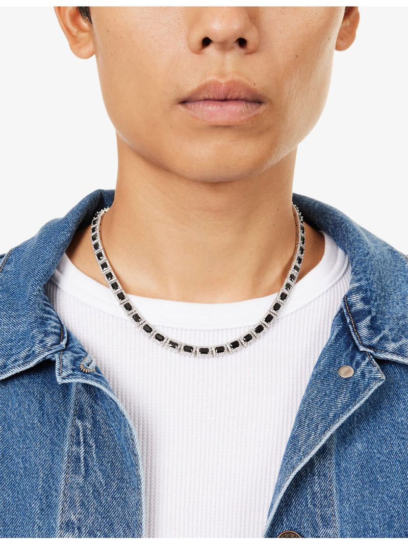 DARKAI white gold-plated pavé-emerald necklace 50cm (British brand)