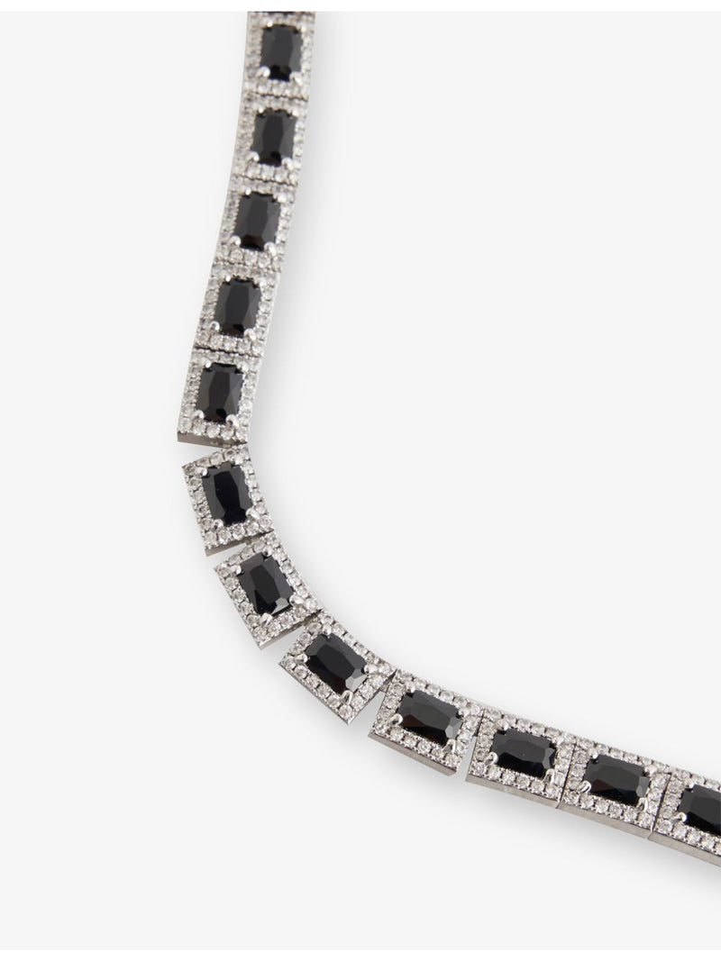 DARKAI white gold-plated pavé-emerald necklace 50cm (British brand)