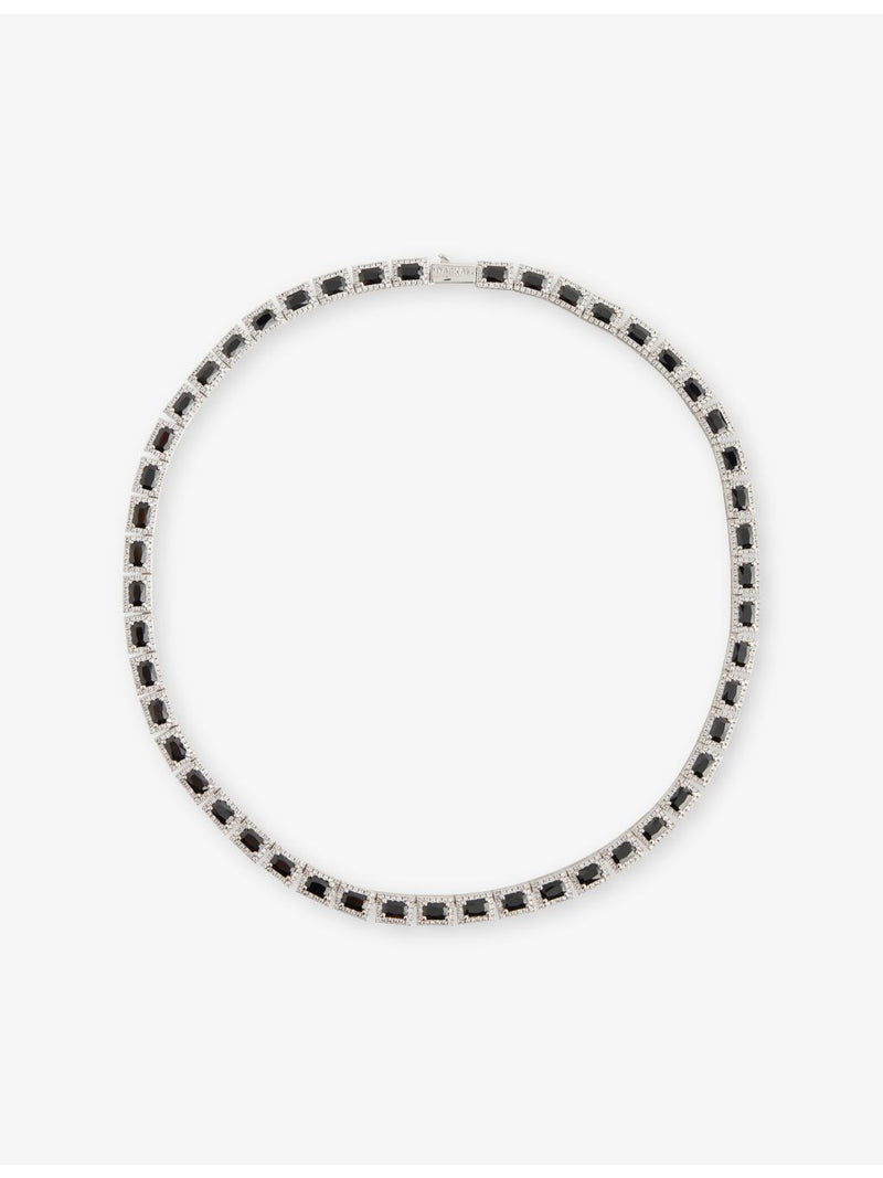 DARKAI white gold-plated pavé-emerald necklace 50cm (British brand)