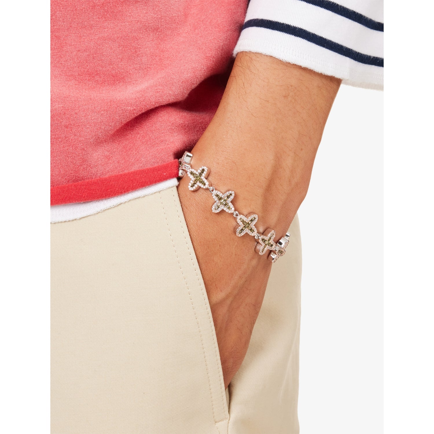 Darkai clover bracelet 18ct white-gold plated with diamond stones (British brand)