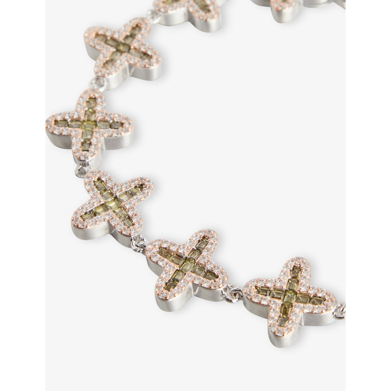 Darkai clover bracelet 18ct white-gold plated with diamond stones (British brand)
