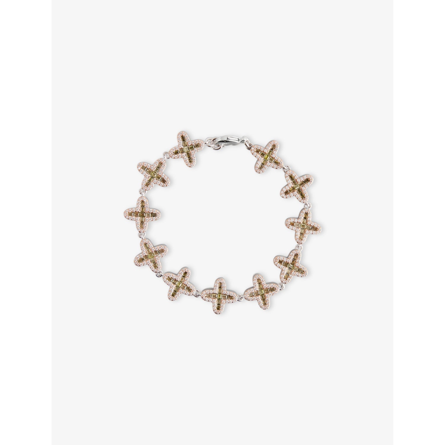 Darkai clover bracelet 18ct white-gold plated with diamond stones (British brand)