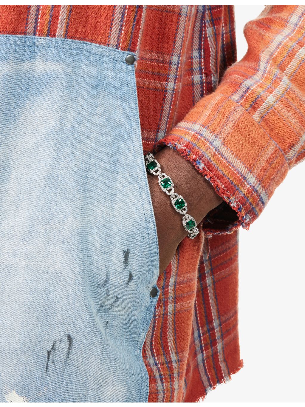 DARKAI Mariner bracelet 18ct white-gold with emerald and diamond stones - British product