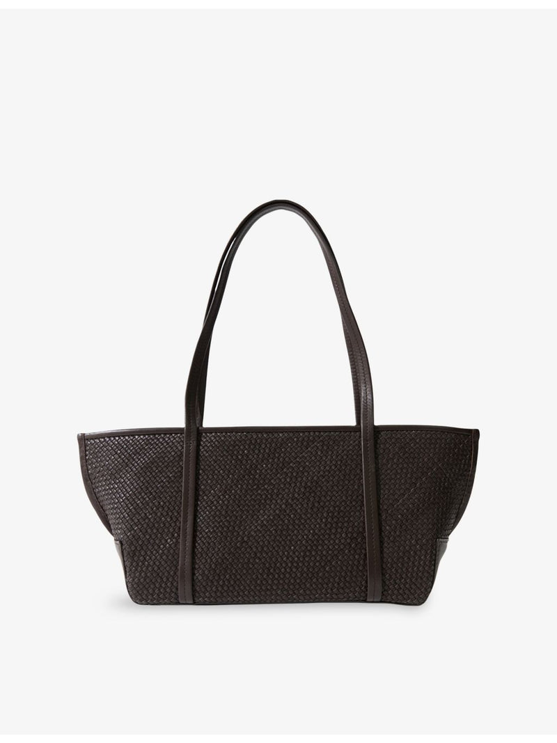ST. AGNI woven leather tote bag with twin handles - British product