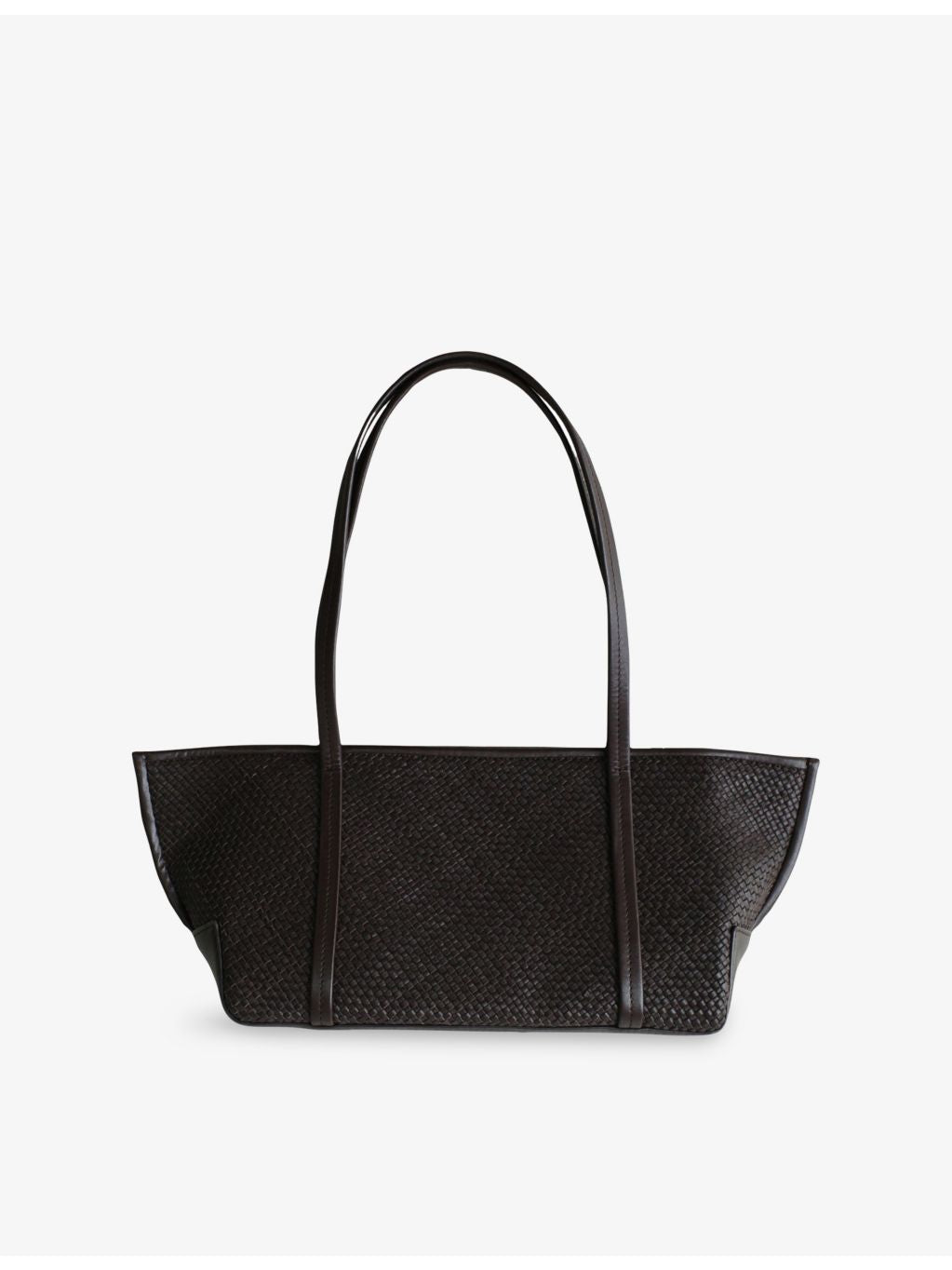 ST. AGNI woven leather tote bag with twin handles - British product