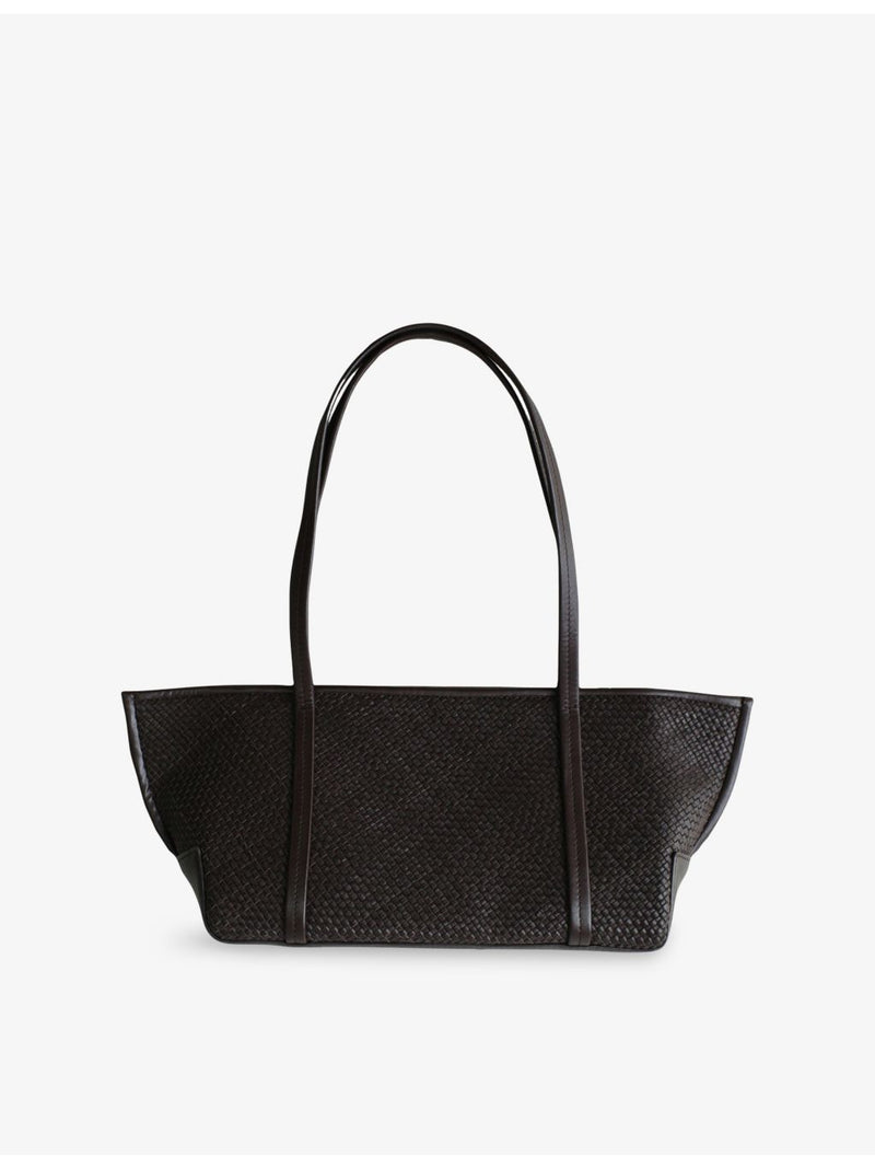 ST. AGNI woven leather tote bag with twin handles - British product