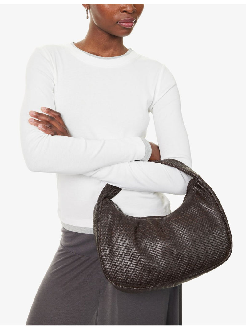 ST. AGNI leather shoulder bag with woven strap, UK version