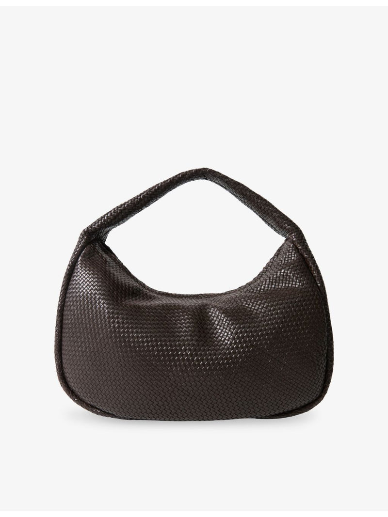ST. AGNI leather shoulder bag with woven strap, UK version