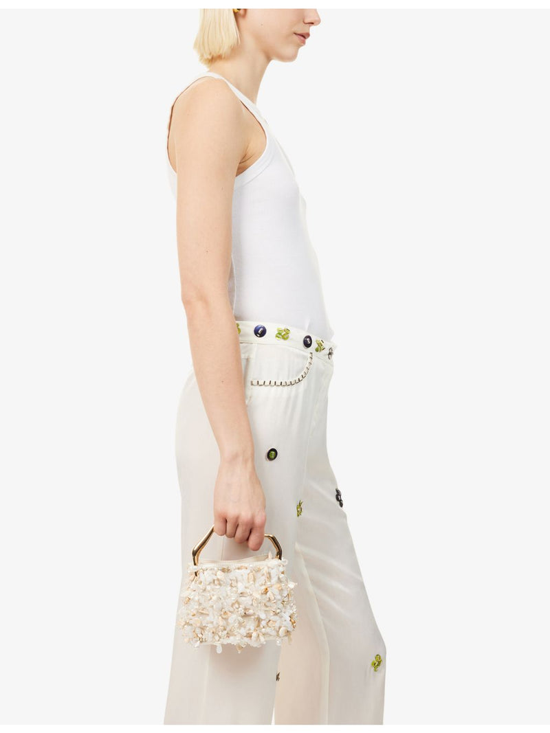 Cult Gaia Solene beaded satin mini clutch bag (British brand)