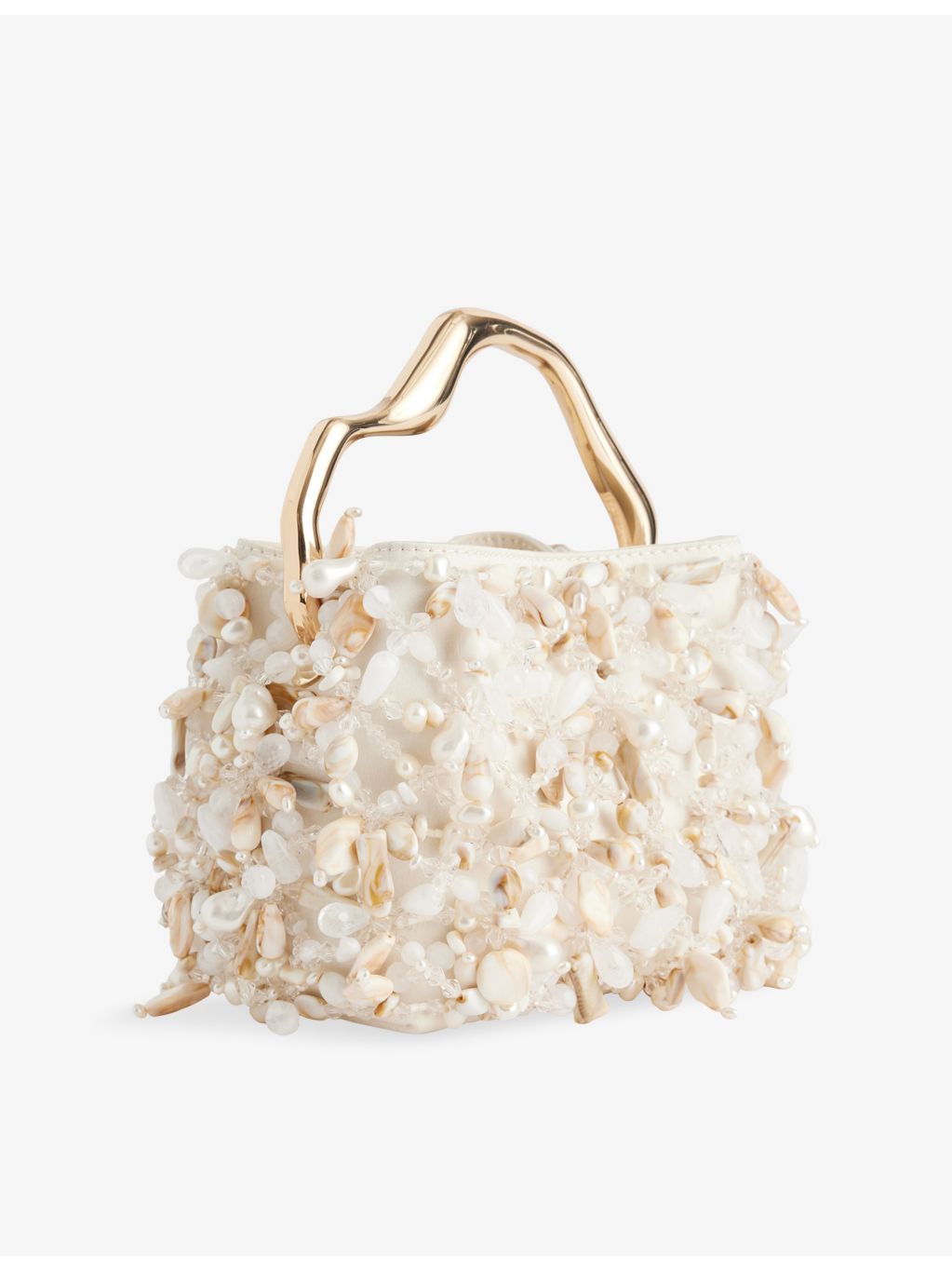 Cult Gaia Solene beaded satin mini clutch bag (British brand)