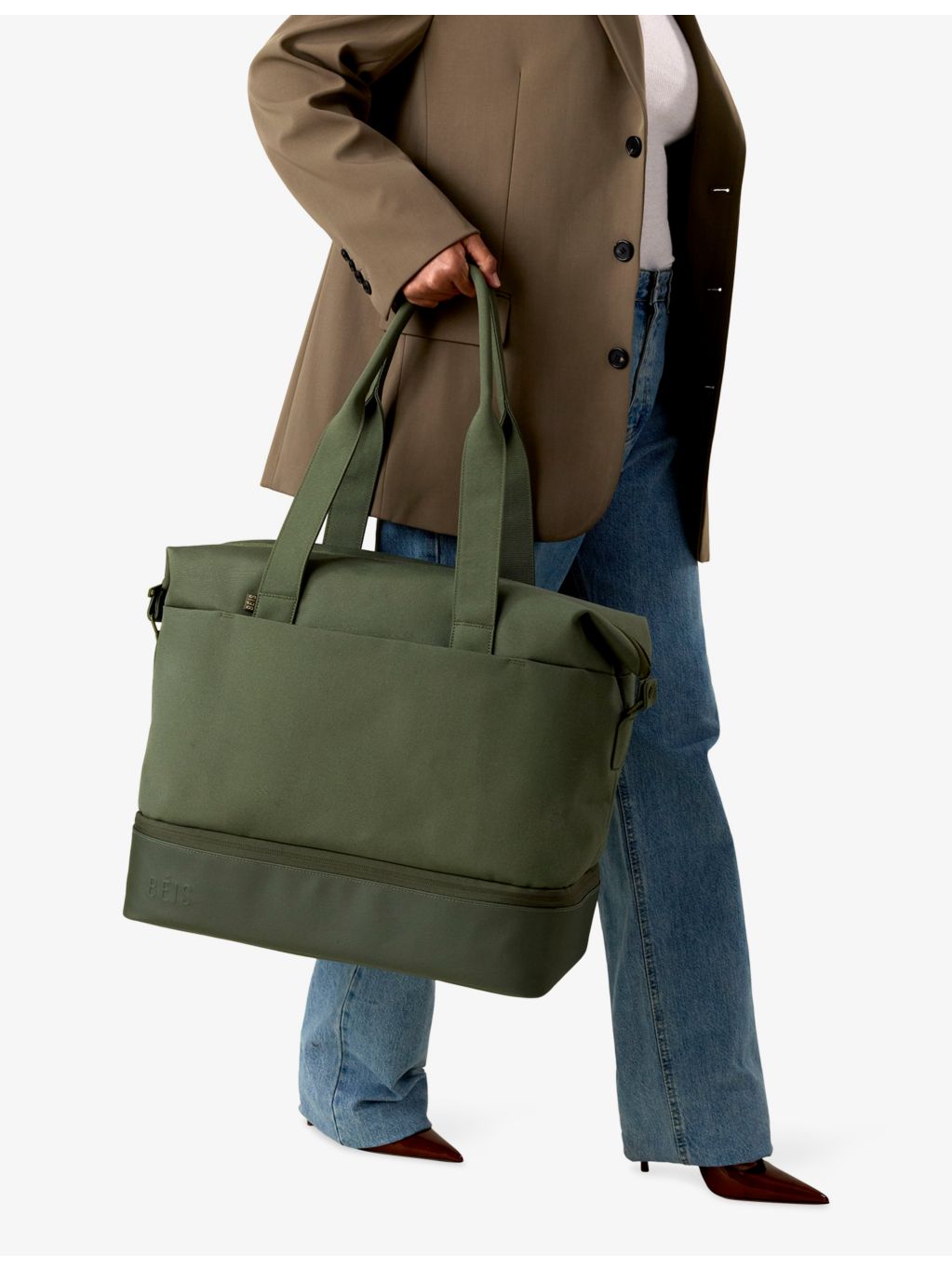 BÉIS Weekender leather-trim travel bag, UK version