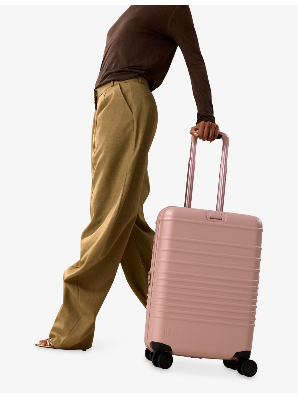 BÉIS carry-on roller suitcase 58cm, expandable hardside - British product